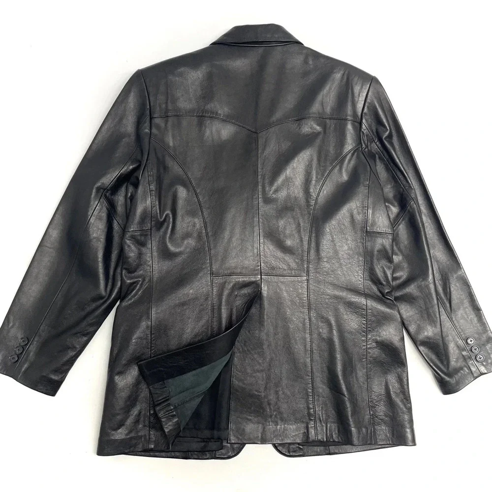 Sportcoat Blazer Western Scully Mens 44 Soft Lambskin Leather Jacket Yokes Black